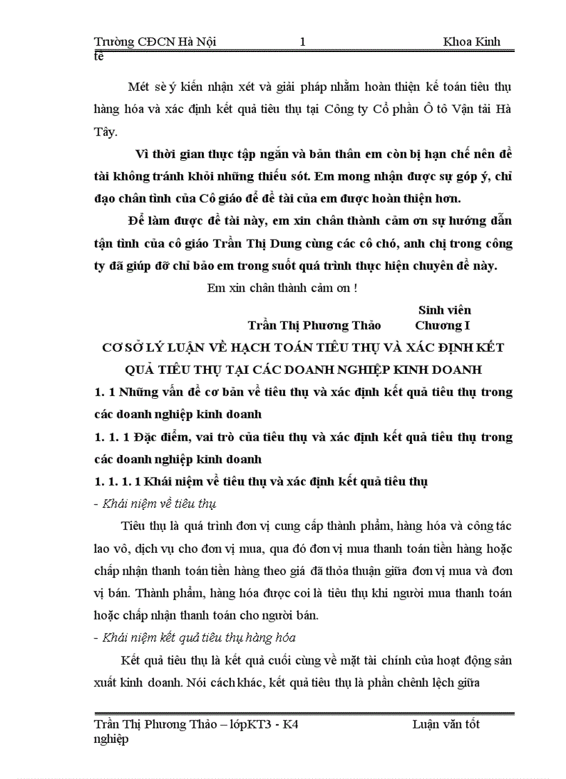 image for page Kế toán tiêu thụ hàng hóa và xác định kết quả tiêu thụ ở Công ty Cổ phần Ô tô Vận tải Hà Tây 1