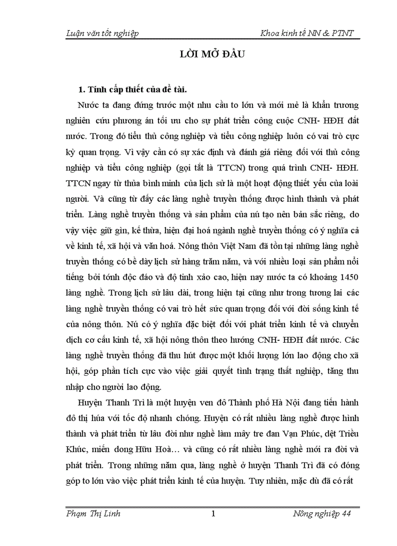 Thực trạng và giải pháp chủ yếu phát triển làng nghề ở xã Tân Triều huyện Thanh Trì Hà Nội 1