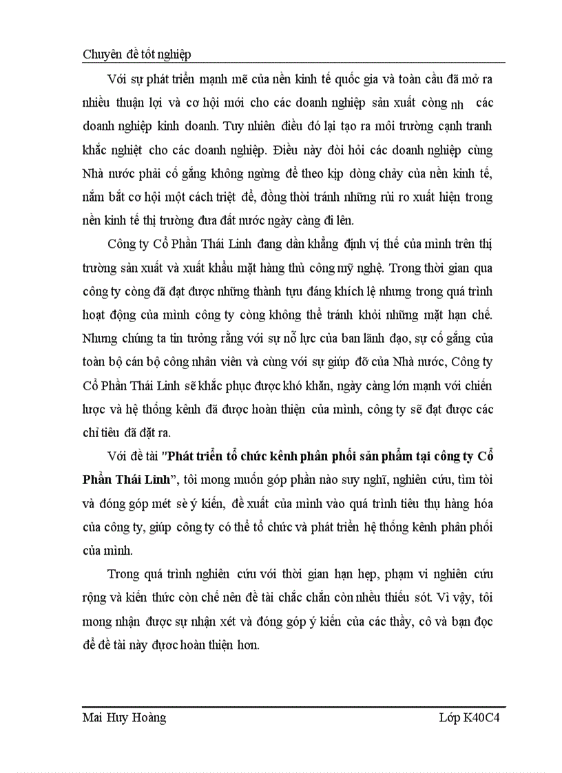 image for page Phát triển tổ chức kênh phân phối sản phẩm tại công ty Cổ Phần Thái Linh 1