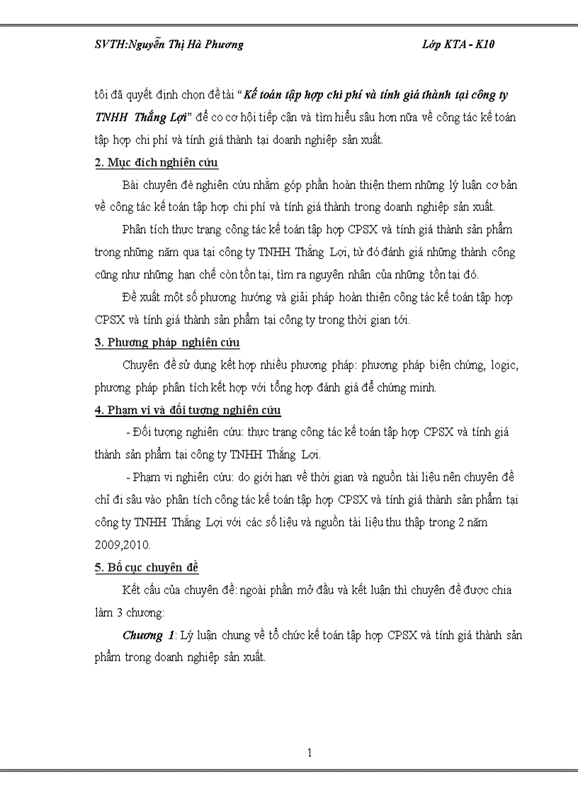 image for page Kế toán tập hợp chi phí và tính giá thành tại công ty TNHH Thắng Lợi