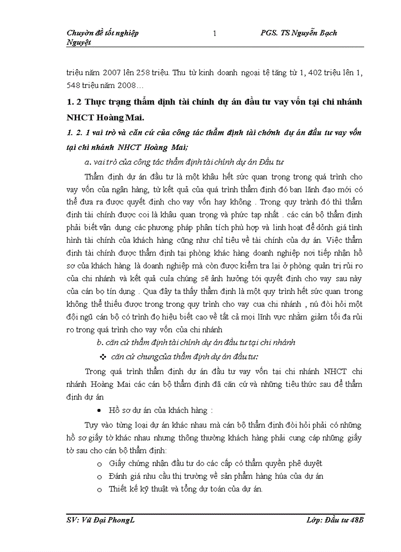 image for page Hoàn thiện công tác thẩm định tài chính dự án đầu tư vay vốn tại chi nhánh Ngân hàng công thương Hoàng Mai