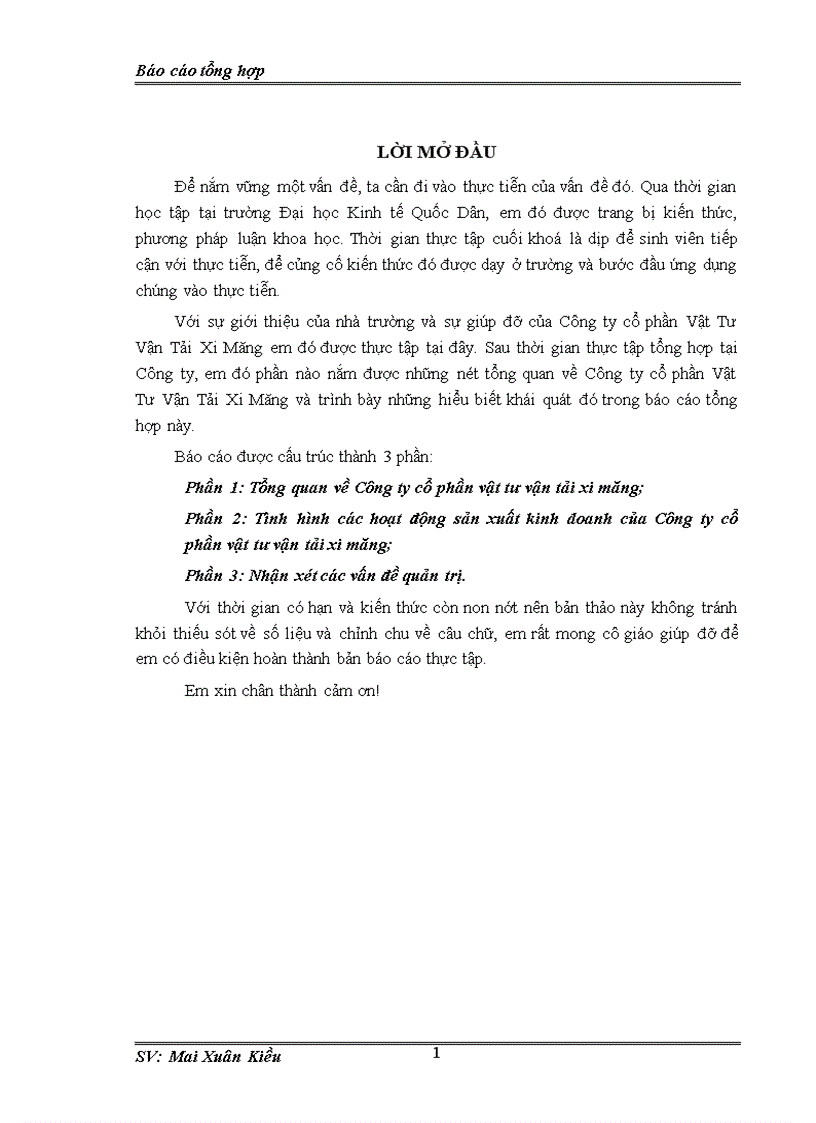 image for page Báo cáo thực tập tại Công ty cổ phần vật tư vận tải xi măng