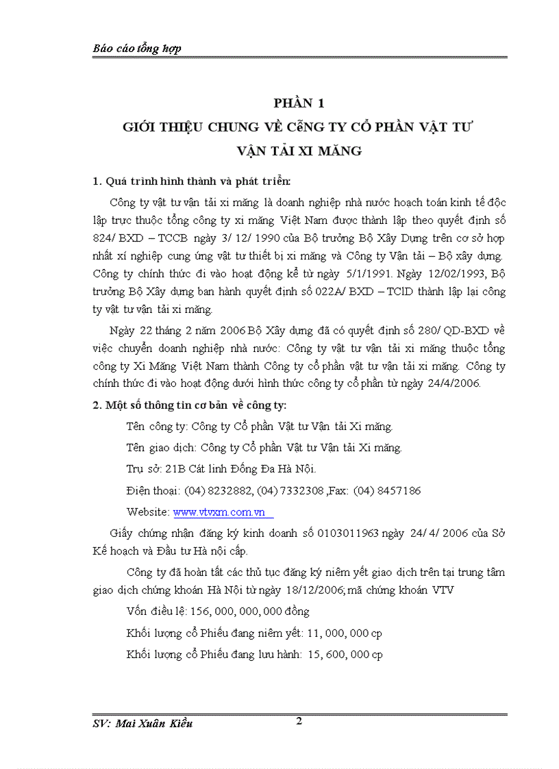 image for page Báo cáo thực tập tại Công ty cổ phần vật tư vận tải xi măng