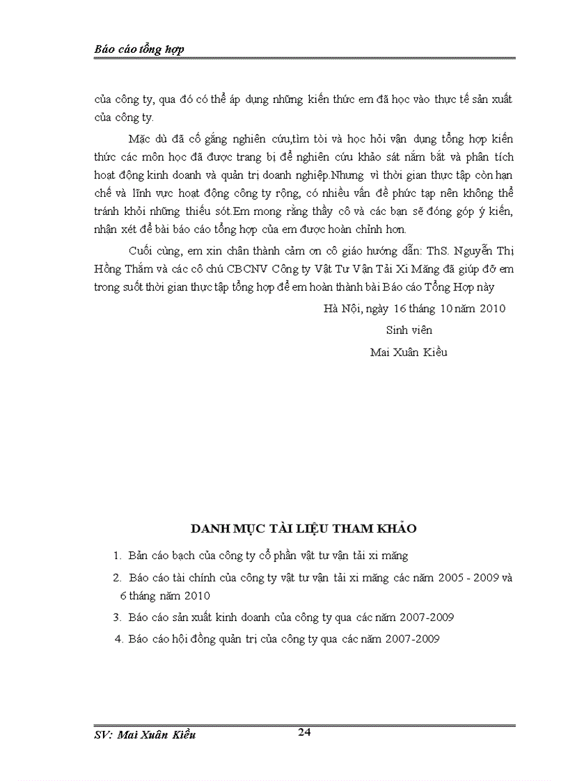 image for page Báo cáo thực tập tại Công ty cổ phần vật tư vận tải xi măng