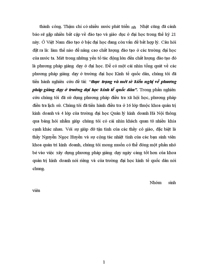 image for page Thực trạng và một số kiến nghị về phương pháp giảng dạy ở trường đại học kinh tế quốc dân
