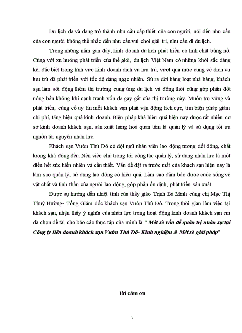 image for page Thực trạng về quản trị nhân sự tại khách sạn vườn thủ đô