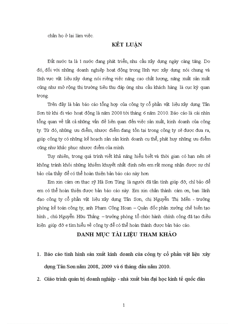 image for page Báo cáo tổng hợp tại công ty cổ phần vật liệu xây dựng Tân Sơn 1