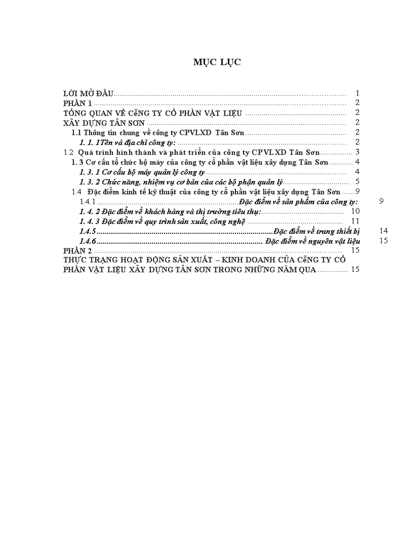 image for page Báo cáo tổng hợp tại công ty cổ phần vật liệu xây dựng Tân Sơn 1