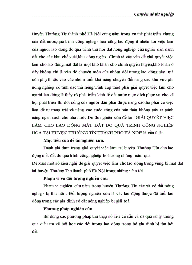 image for page Giải quyết việc làm cho lao động mất đất trong quá trình công nghiệp hoá tại huyện thường tín thành phố hà nội