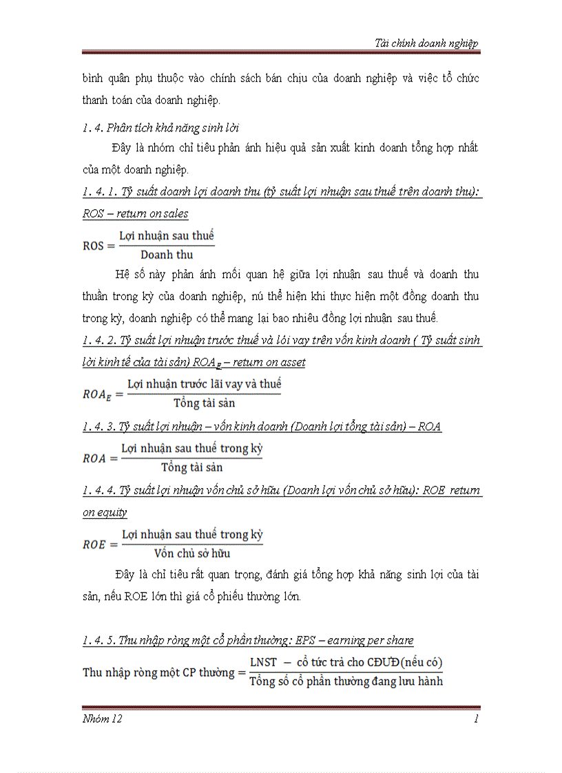 image for page Vận dụng phân tích các chỉ số tài chính để tiến hành phân tích tình hình tài chính của Doanh nghiệp 1