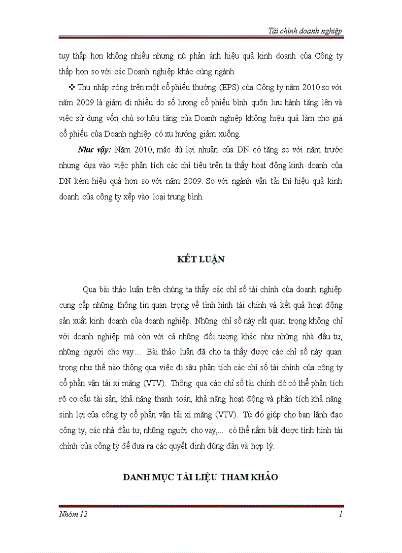 image for page Vận dụng phân tích các chỉ số tài chính để tiến hành phân tích tình hình tài chính của Doanh nghiệp 1