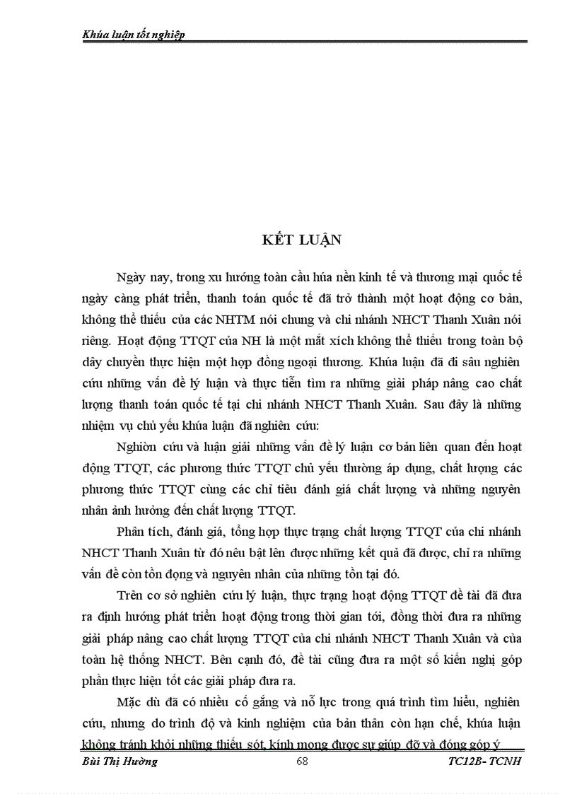 image for page Giải pháp nâng cao chất lượng thanh toán quốc tế tại chi nhánh Ngân hàng công thương Thanh Xuân 1