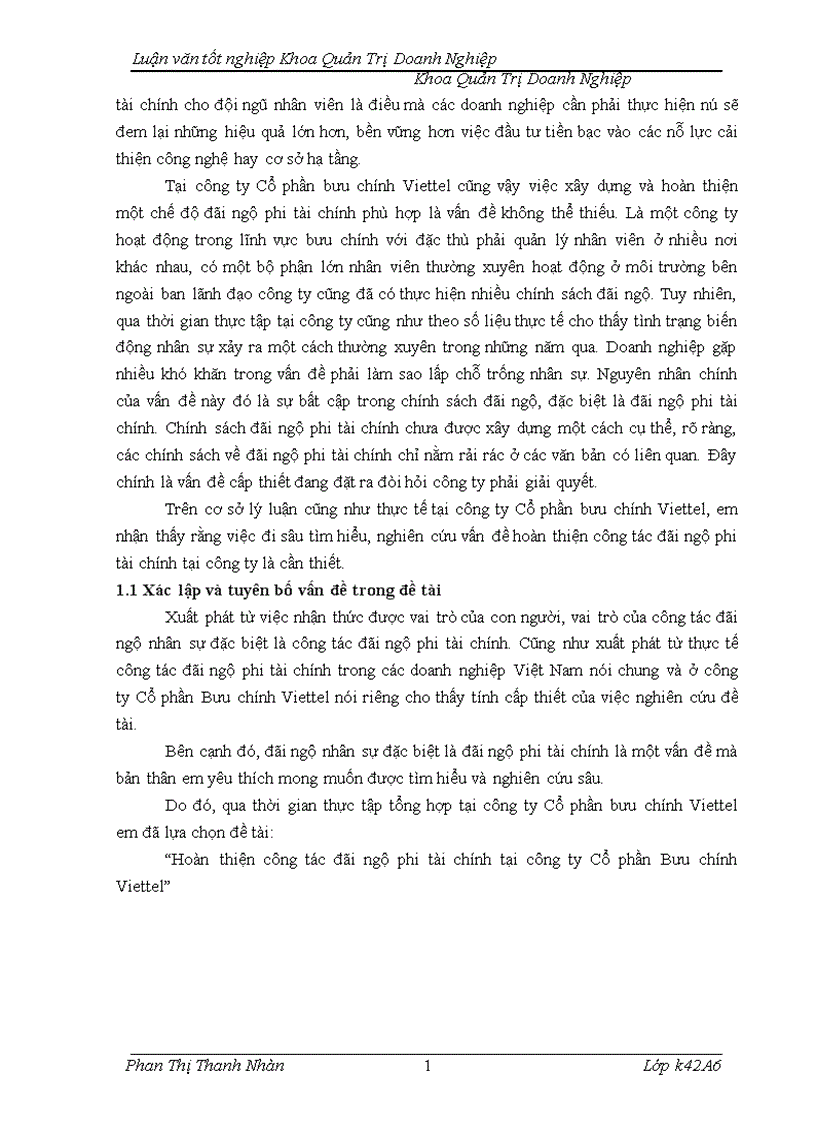 image for page Hoàn thiện công tác đãi ngộ phi tài chính tại công ty Cổ phần Bưu chính Viettel 1