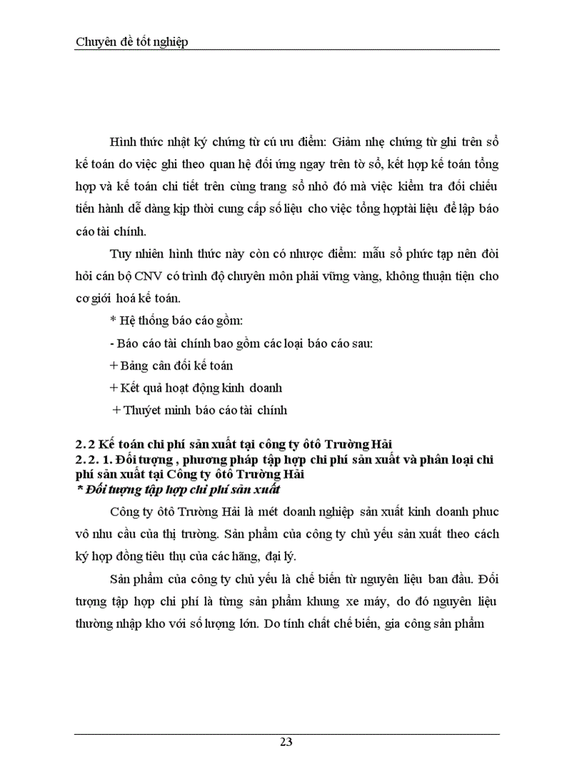 image for page Hoàn thiện phương pháp kế toán chi phí sản xuất tại công ty ôtô Tsrường Hải trong điều kiện vận dụng hệ thống chuẩn mực kế toán