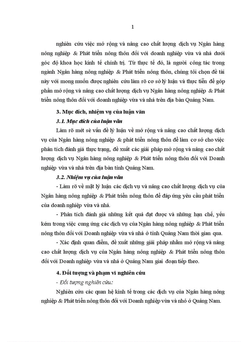 image for page Mở rộng và nâng cao chất lượng dịch vụ Ngân hàng Nông nghiệp và Phát triển nông thôn đối với Doanh nghiệp vừa và nhỏ ở tỉnh Quảng Nam 1