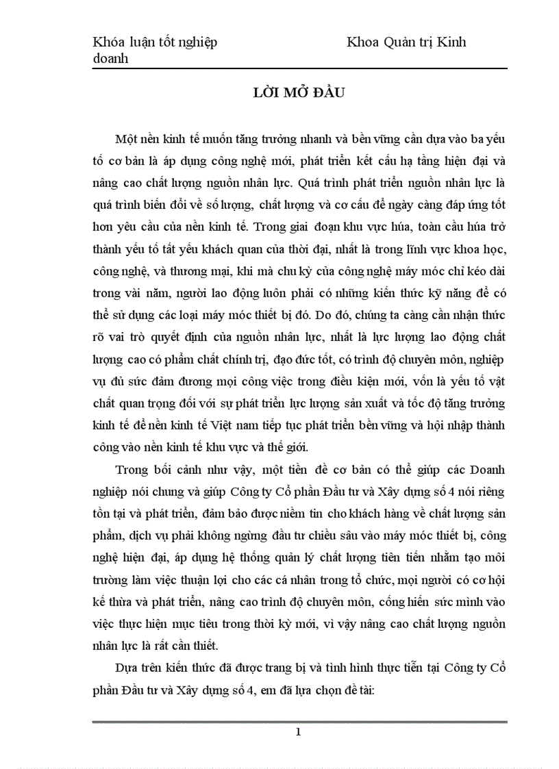 image for page Nâng cao chất lượng nguồn nhân lực tại Công ty Cổ phần đầu tư và xây dựng số 4 1