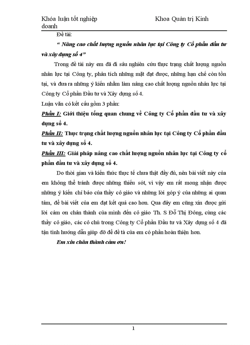 image for page Nâng cao chất lượng nguồn nhân lực tại Công ty Cổ phần đầu tư và xây dựng số 4 1