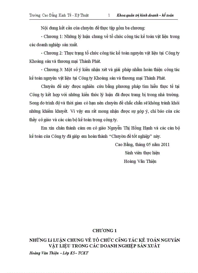 image for page Hoàn thiện công tác kế toán nguyên vật liệu tại Công ty Khoáng sản và thương mại Thành Phát