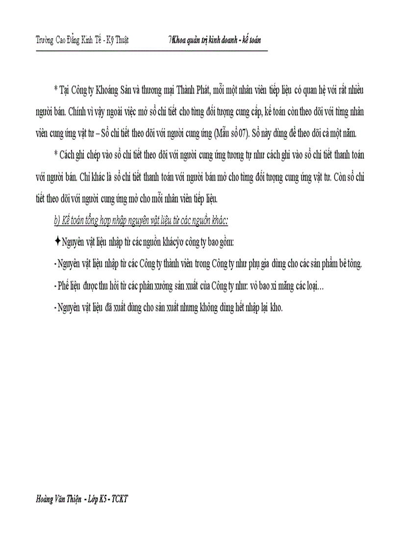 image for page Hoàn thiện công tác kế toán nguyên vật liệu tại Công ty Khoáng sản và thương mại Thành Phát