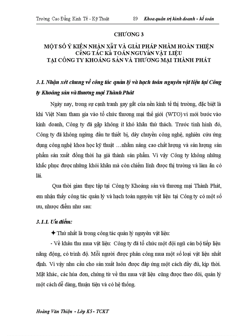image for page Hoàn thiện công tác kế toán nguyên vật liệu tại Công ty Khoáng sản và thương mại Thành Phát