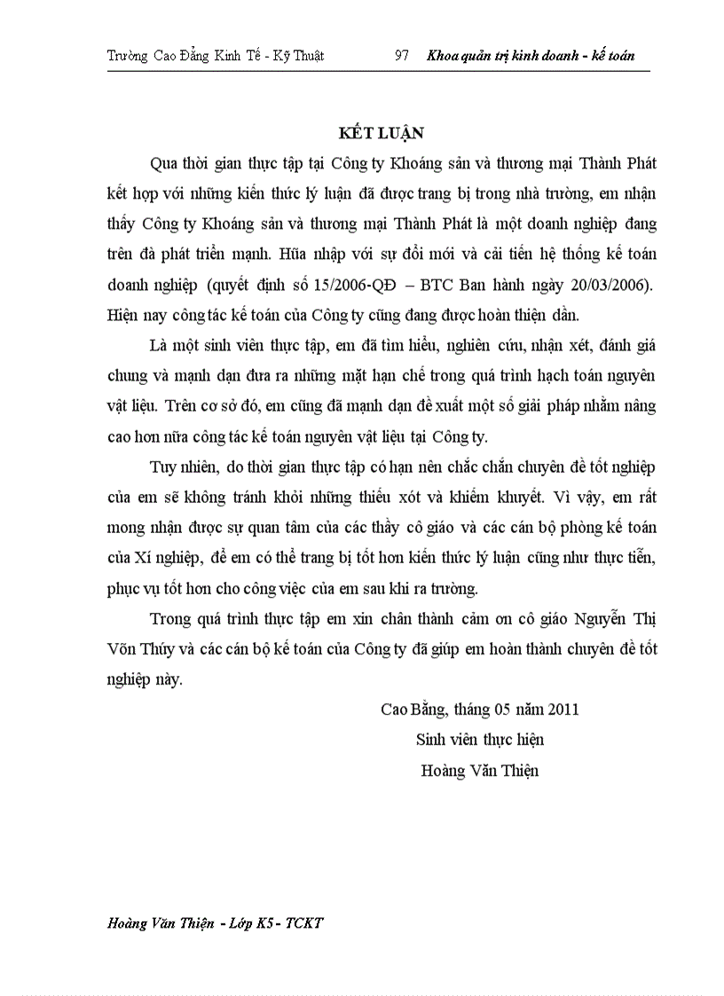 image for page Hoàn thiện công tác kế toán nguyên vật liệu tại Công ty Khoáng sản và thương mại Thành Phát