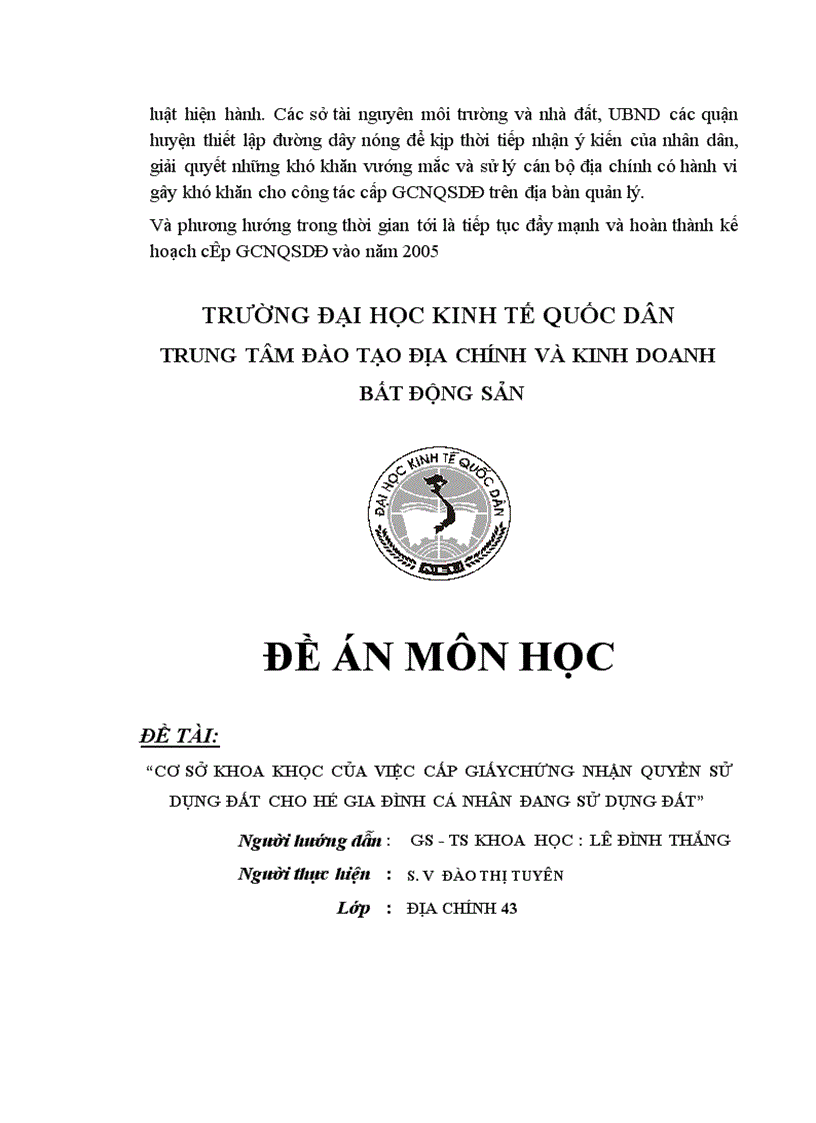 image for page Cơ sở khoa khọc của việc cấp giấychứng nhận quyền sử dụng đất cho hộ gia đình cá nhân đang sử dụng đất 1