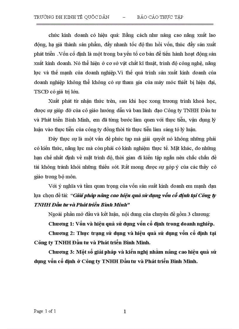 image for page Giải pháp nâng cao hiệu quả sử dụng vốn cố định tại Công ty TNHH Đầu tư và Phát triển Bình Minh