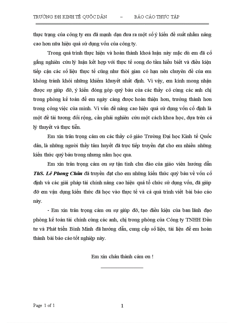 image for page Giải pháp nâng cao hiệu quả sử dụng vốn cố định tại Công ty TNHH Đầu tư và Phát triển Bình Minh