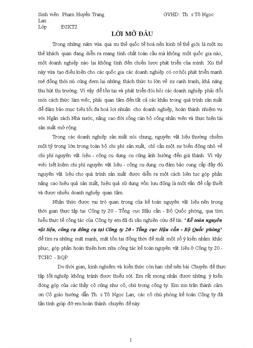 image for page Kế toán nguyên vật liệu công cụ dụng cụ tổng Công ty 20 Tổng cục Hậu cần Bộ Quốc phòng