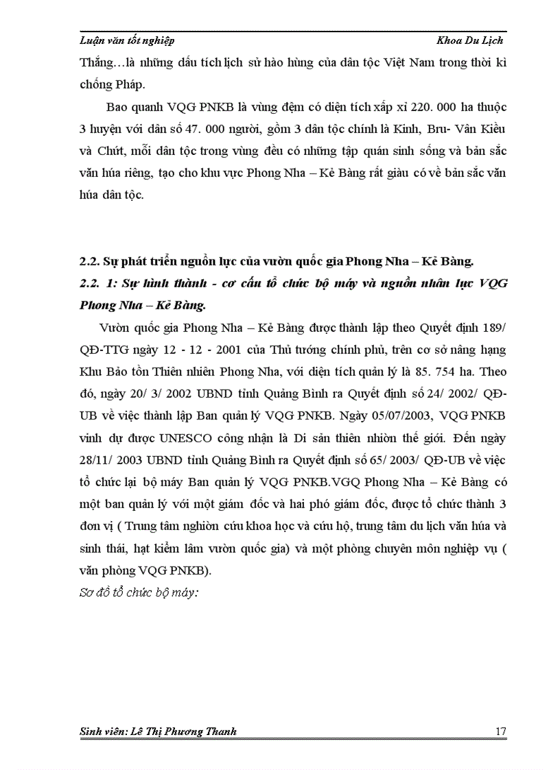 image for page Thực trạng và giải pháp phát triển du lịch bền vững ở vườn quốc gia Phong Nha Kẻ Bàng