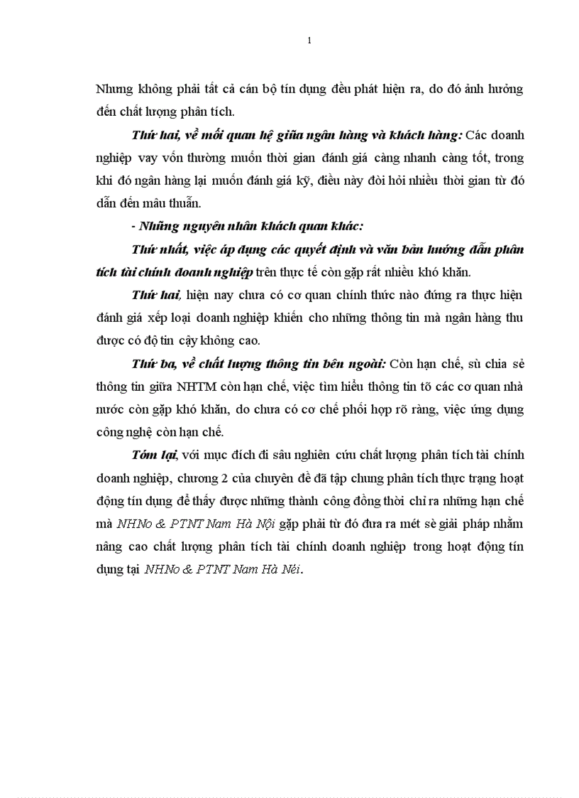 image for page Một số giải pháp nhằm nâng cao chất lượng phân tích tài chính doanh nghiệp trong hoạt động Tín dụng tại Chi nhánh NHNo PTNT Nam Hà Nội 1