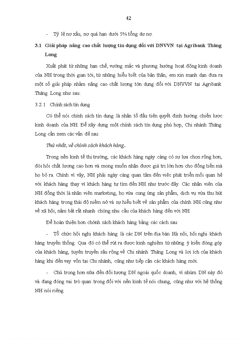 image for page Giải pháp nâng cao chất lượng tín dụng NH đối với các DNVVN tại NHNo PTNT chi nhánh Thăng Long