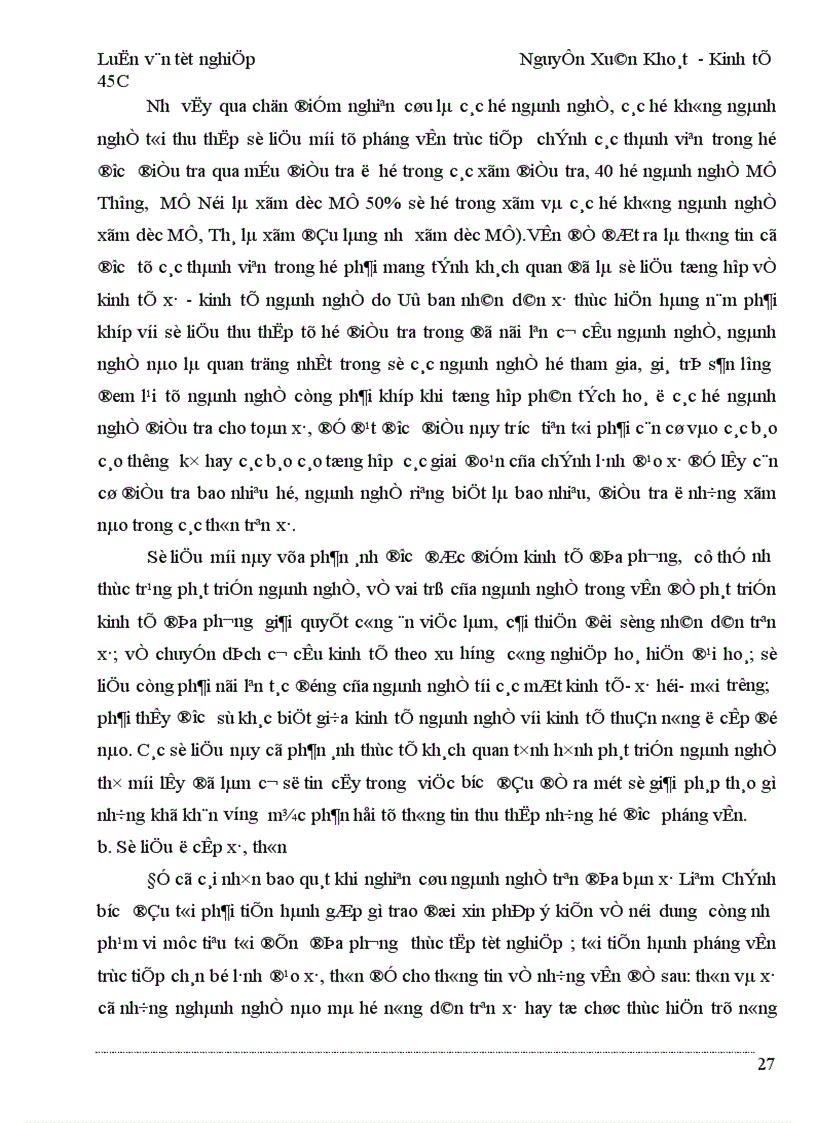 image for page Nghiên cứu các ngành nghề trong hộ nông dân trên địa bàn xã qua ba năm 2001 2003
