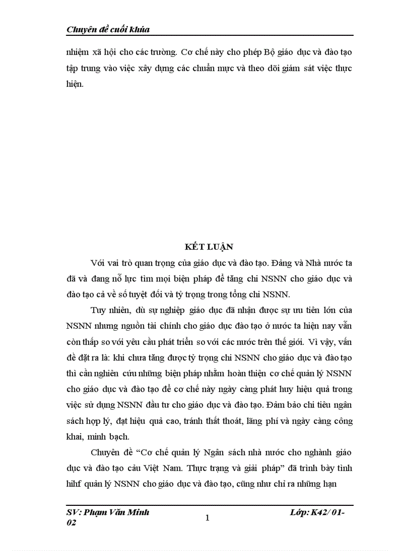 image for page Cơ chế quản lý Ngân sách nhà nước cho nghành giáo dục và đào tạo cảu Việt Nam Thực trạng và giải pháp