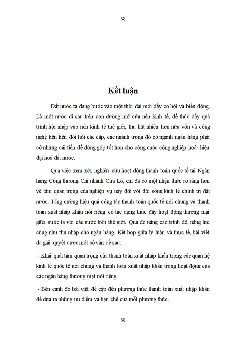 image for page Phát triển hoạt động thanh toán quốc tế tại Ngân hàng Công Thương Chi nhánh Cửa Lò 1