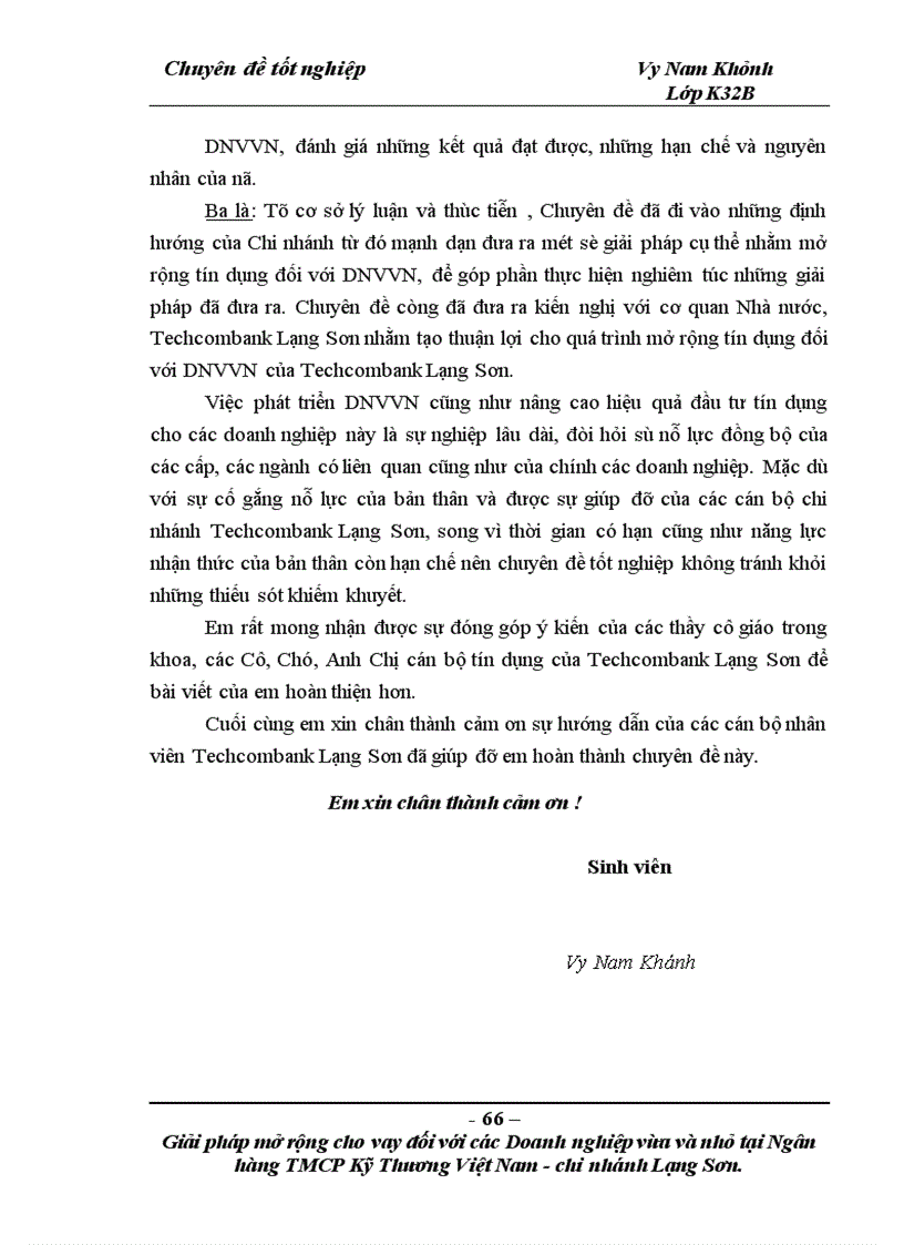 image for page Giải pháp mở rộng cho vay đối với các doanh nghiệp vừa và nhỏ tại Ngân hàng TMCP Kỹ thương Việt Nam Chi nhánh Lạng Sơn 1