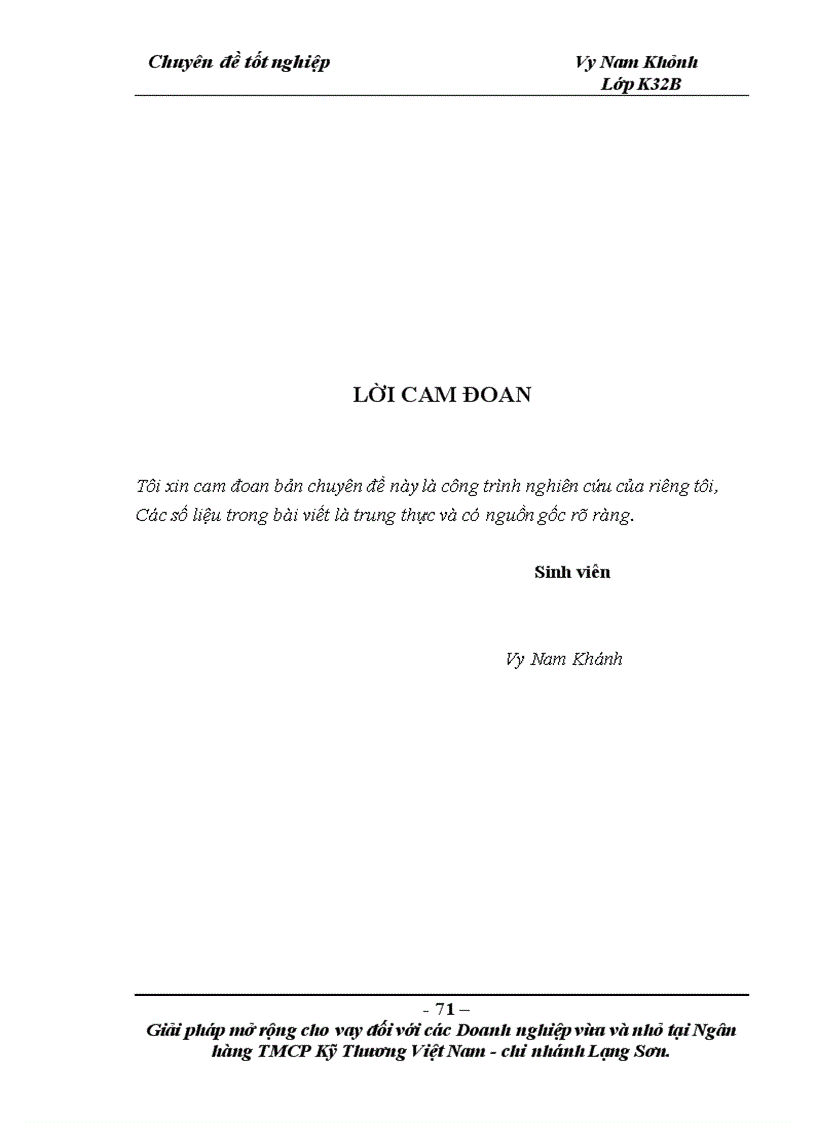 image for page Giải pháp mở rộng cho vay đối với các doanh nghiệp vừa và nhỏ tại Ngân hàng TMCP Kỹ thương Việt Nam Chi nhánh Lạng Sơn 1