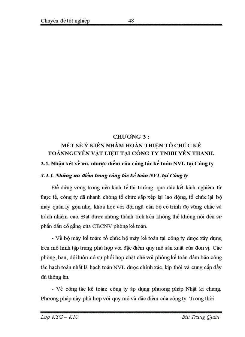 image for page Hoàn thiện tổ chức kế toán Nguyên vật liệu tại Công ty TNHH Yến Thanh 1
