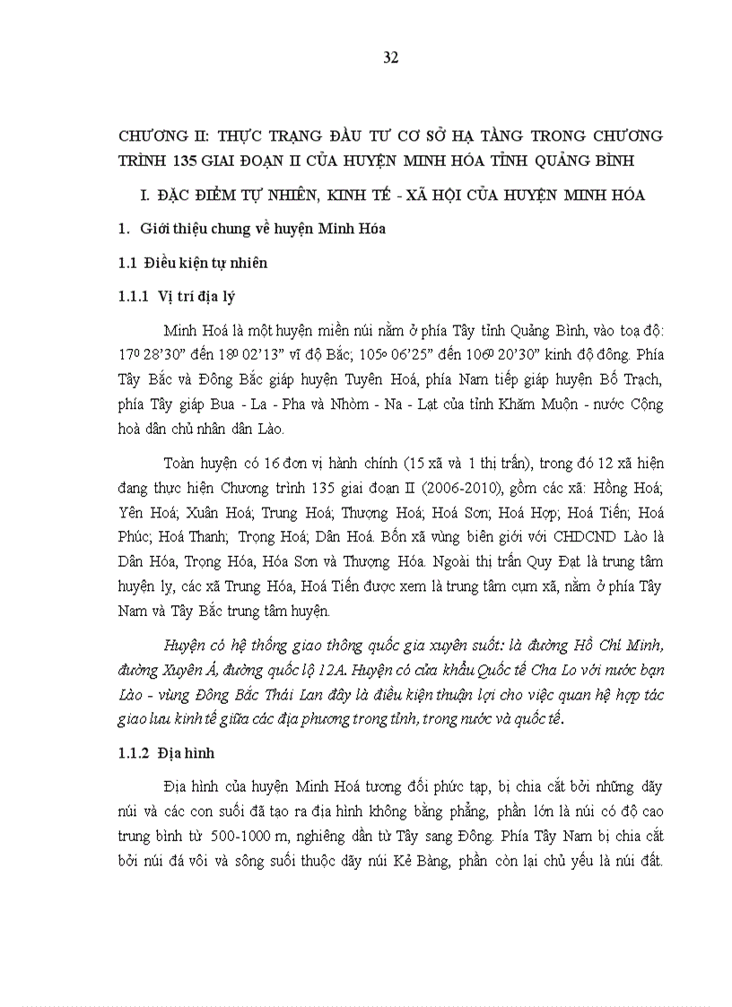 image for page Giải pháp nâng cao hiệu quả đầu tư phát triển cơ sở hạ tầng các xã đặc biệt khó khăn trong Chương trình 135 giai đoạn II tại huyện Minh Hóa tỉnh Quảng Bình 1