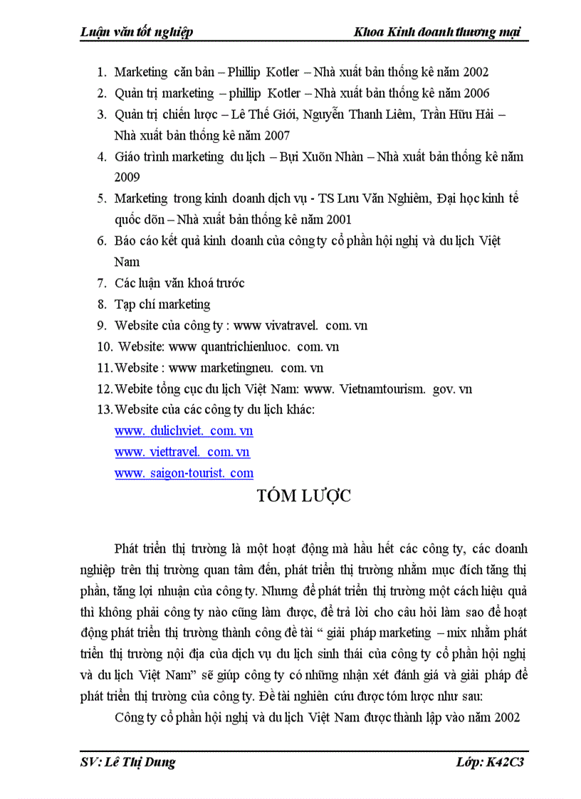 image for page Giải pháp marketing mix nhằm phát triển thị trường nội địa của dịch vụ du lịch sinh thái của công ty cổ phần hội nghị và du lịch Việt Nam