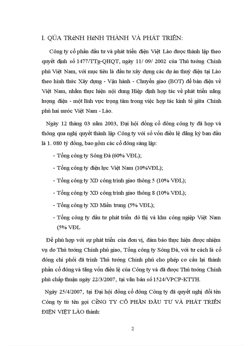 Báo cáo thực tập tại Công ty cổ phần điện Việt Lào