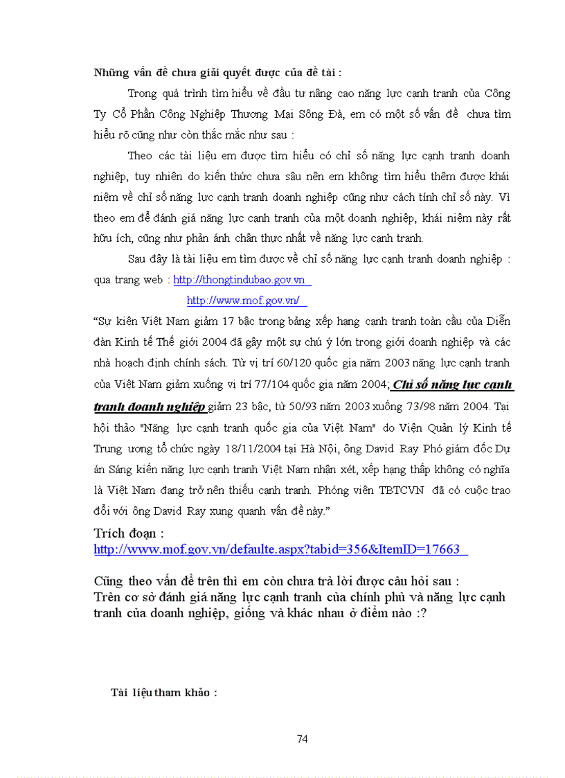 image for page Công tác đầu tư nâng cao khả năng cạnh tranh của Công Ty Cổ Phần Thương Mại Công Nghiệp Sông Đà