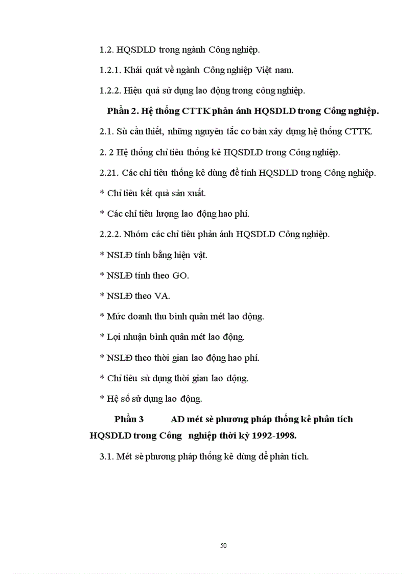image for page Sử dụng một số phương pháp thống kê phân tích hiệu quả sử dụng lao động trong Công nghiệp 1