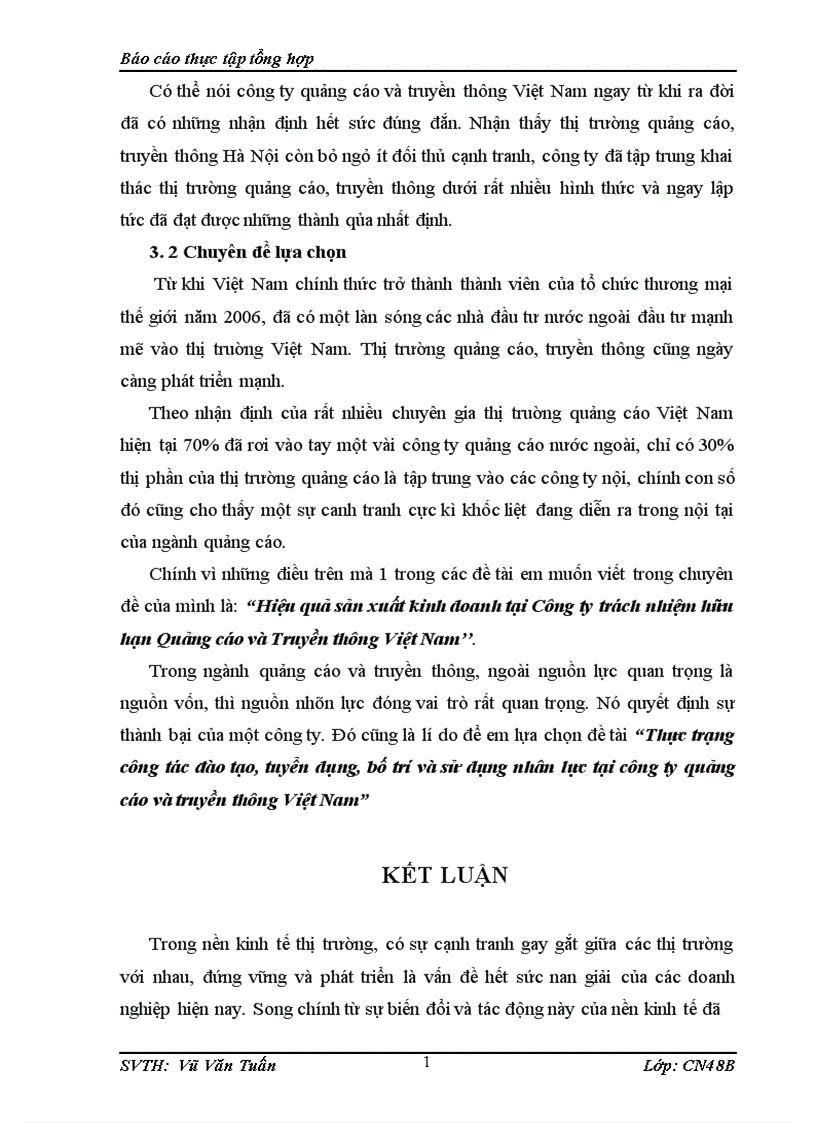 image for page Thực trạng công tác đào tạo tuyển dụng bố trí và sử dụng nhân lực tại công ty quảng cáo và truyền thông Việt Nam