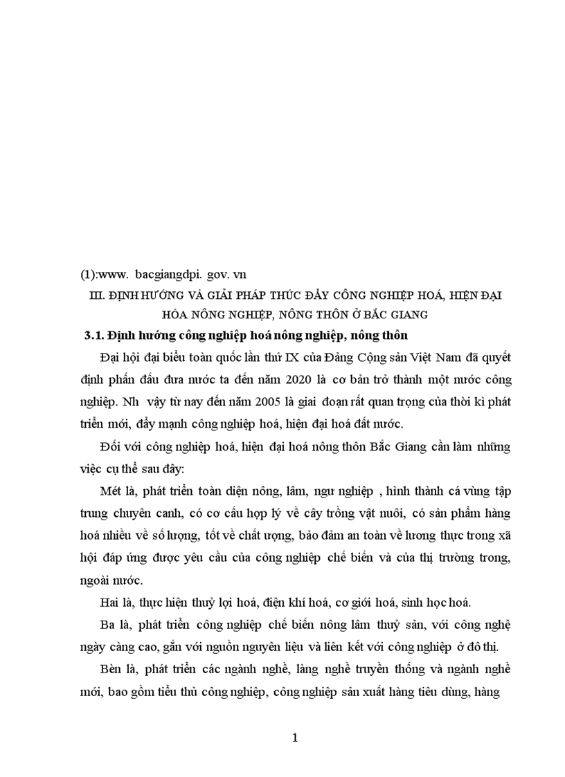 image for page Thực trạng công nghiệp hoá nông thôn ở Bắc Giang