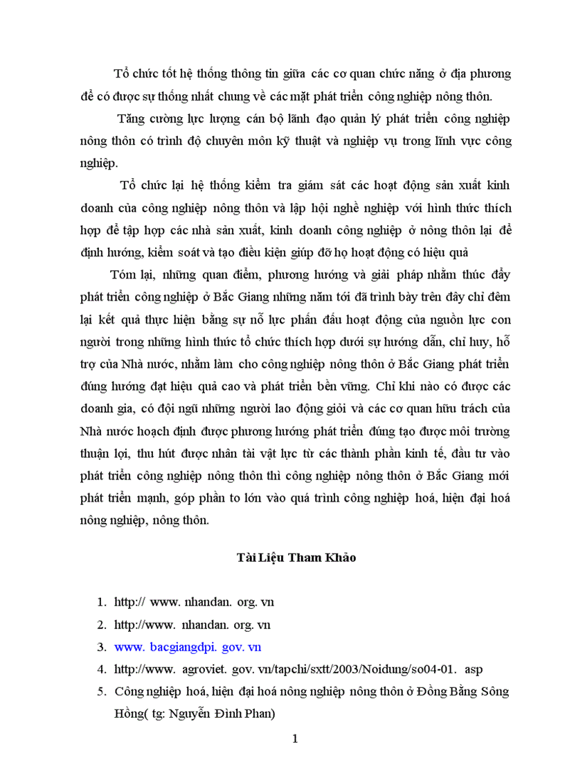 image for page Thực trạng công nghiệp hoá nông thôn ở Bắc Giang