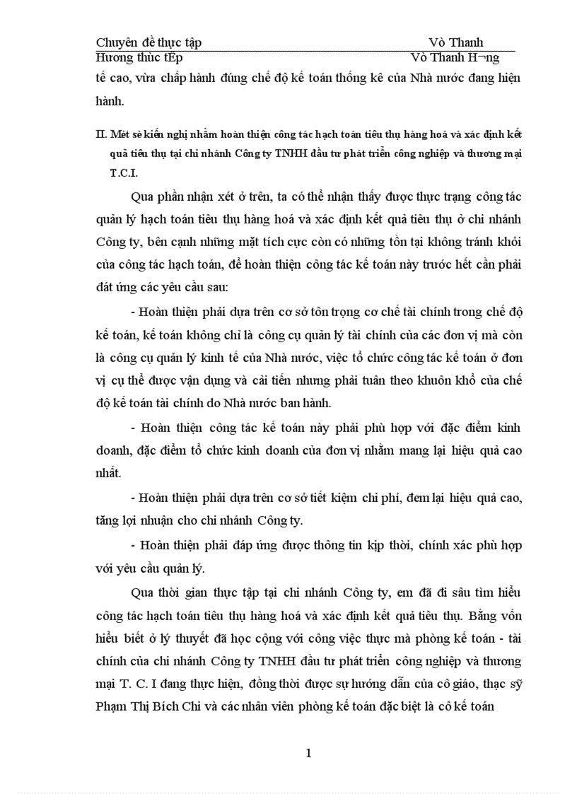 image for page Hoàn thiện công tác hạch toán tiêu thụ hàng hoá và xác định kết quả tiêu thụ tại chi nhánh công ty TNHH đầu tư phát triển công nghiệp và thương mại T C I 1