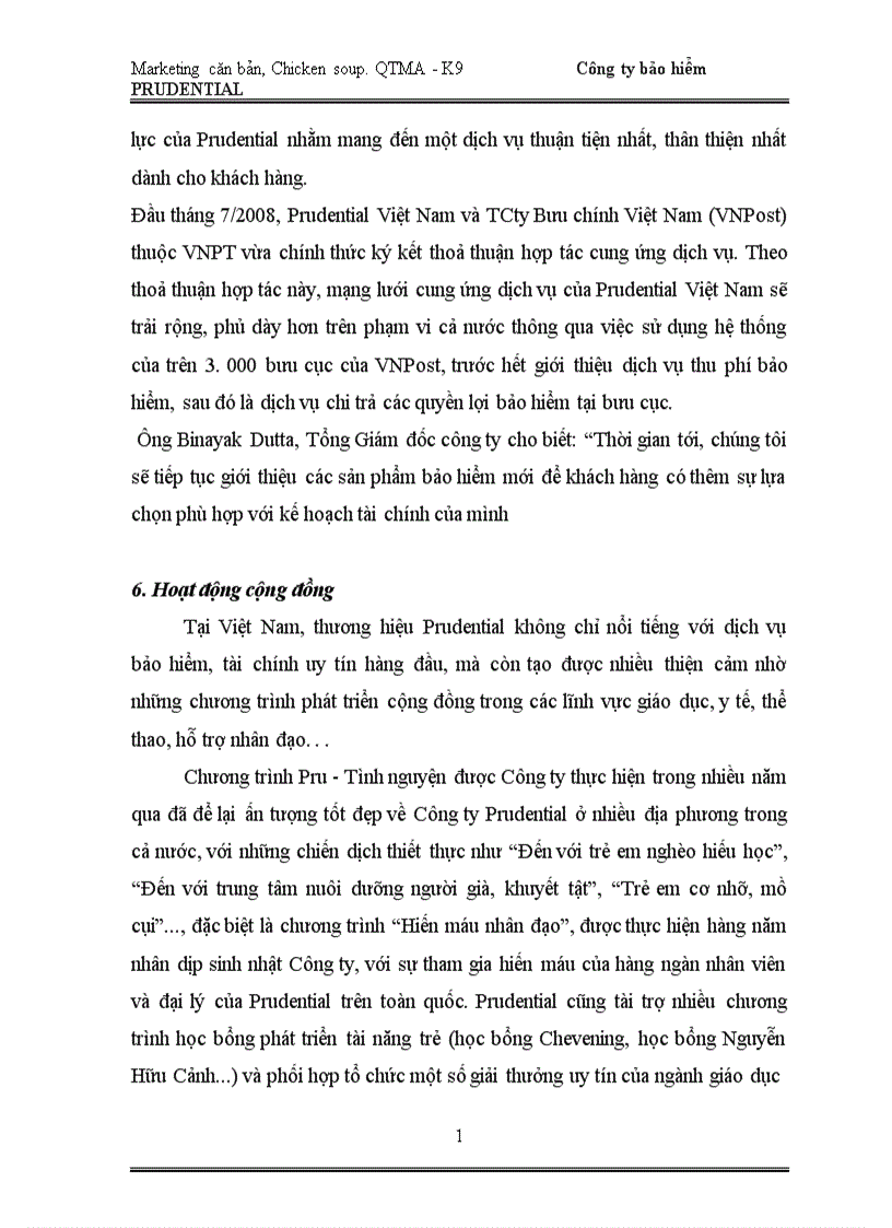 image for page Marketing căn bản công ty bảo hiểm PRUDENTIAL