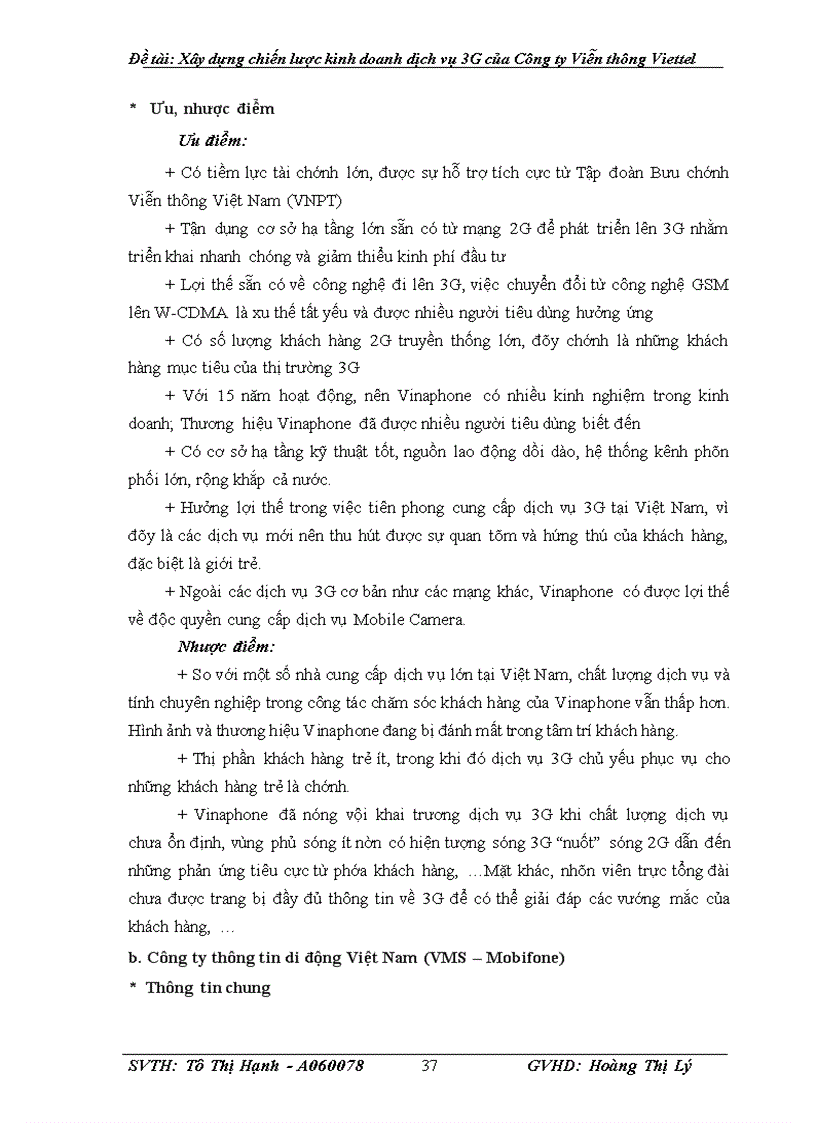 image for page Xây dựng chiến lược kinh doanh dịch vụ 3G của Công ty Viễn thông Viettel 1