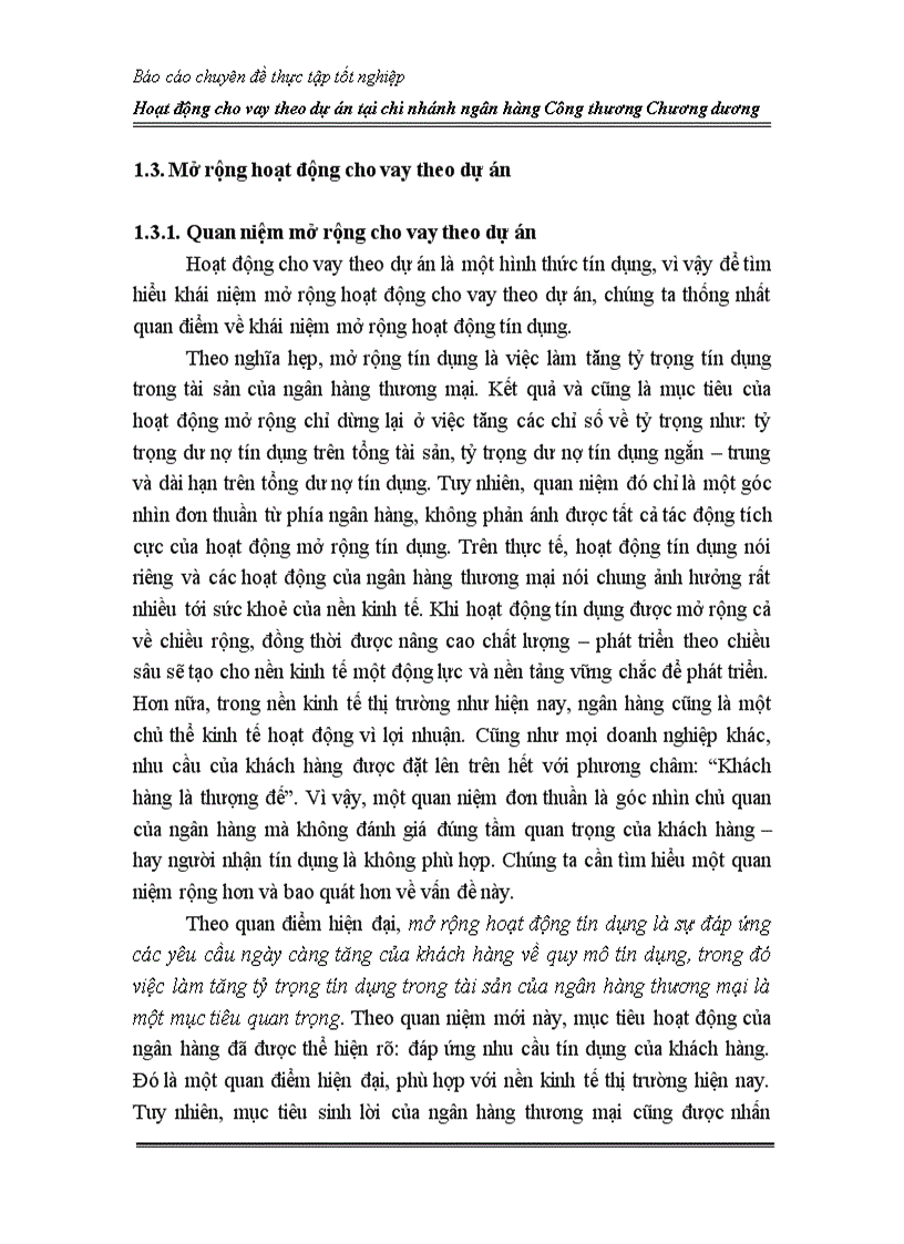 image for page Hoạt động cho vay theo dự án tại chi nhánh Ngân hàng Công thương Chương Dương 1